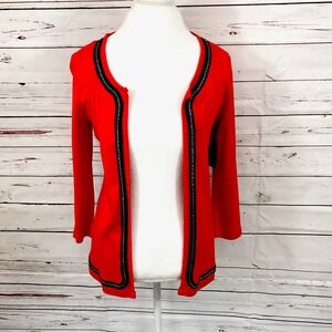 rafaella Sweater women's Small Red Open cardigan Long Sleeves
